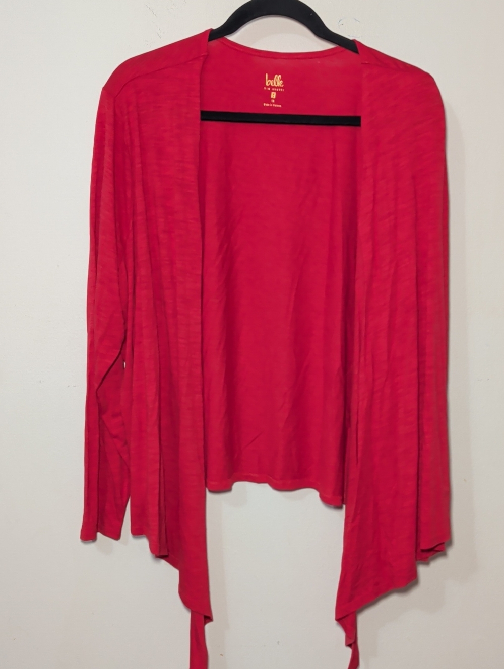 Belle by Kim Gravel Open Front Draped Cardigan Red Preppy Office Women's Size 1X